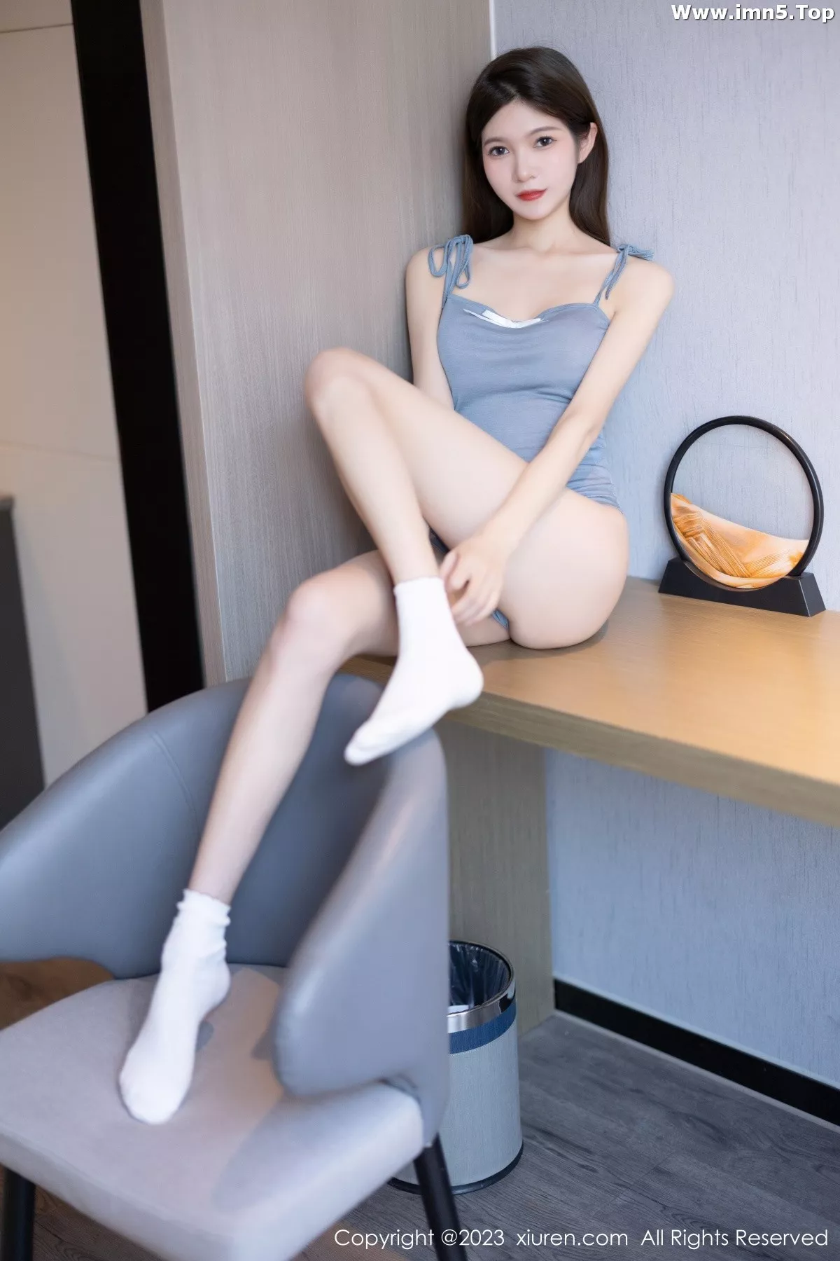 [XiuRen秀人网]No.6104_模特程程程-淡蓝色高开叉吊带+黑色缕空裙秀完美身材诱惑写真87P
